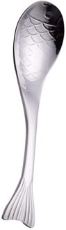 Vis Vorm Soep Lepel Roestvrij Stalen Lepel Rvs Pollepel Vis Diner Lepel) zilver