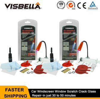 VISBELLA 2pcs Autoruit Reparatie Voorruit Scratch Chip Crack Herstellen Fix Auto Voorruit Reparatie Kit Vensterglas Polijsten Kit