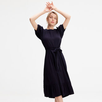 Viscose blouse-jurk met donzige zoom Blauw - XL