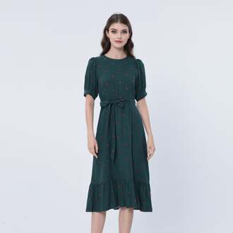 Viscose blouse-jurk met donzige zoom Groen