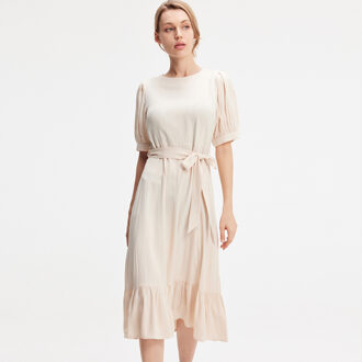 Viscose blouse-jurk met donzige zoom Wit