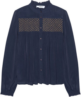 Viscose blouse met borduursels Bentley  blauw - 34,36,38,