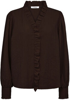 Viscose blouse met ruches Shina  bruin - S,