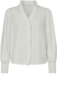 Viscose blouse met ruches Shina  naturel - XS,M,