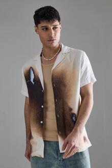 Viscose Burnt Ombre Overhemd Met Korte Mouwen, White