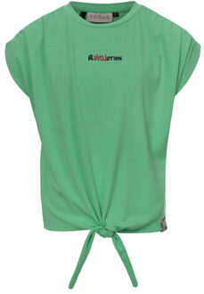 Viscose knoop t-shirt green voor meisjes in de kleur - maat 116 Groen