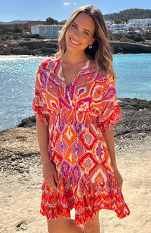 Viscose Ruffle Laagjes Jurk Multi