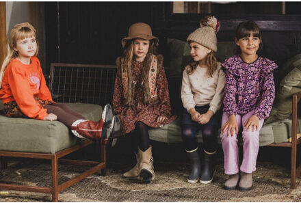 Viscose wijde blouse autumn flower voor meisjes in de kleur - maat 134 Bruin