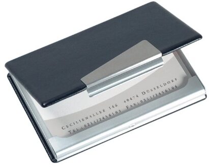Visitekaartenhouder Sigel VZ131 20 kaarten aluminium met leer