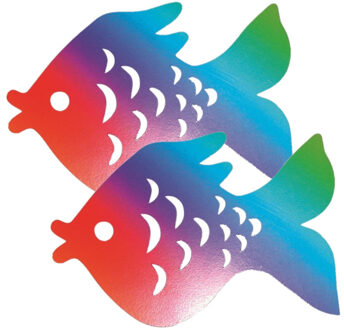 Vissen Decoratie thema hanger - 3x stuks - 29 cm - van karton - tropisch gekleurd - maritiem - versi