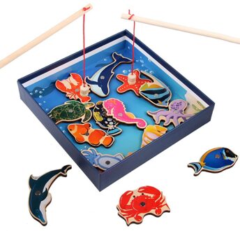 Vissen Spel Houten Marine Dier Vissen Speelgoed Magnetische Fishing Game Toy Houten Marine Dier Vissen Speelgoed Voor Kinderen