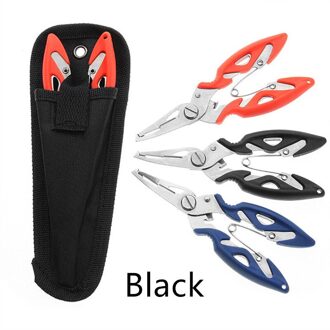 Vissen Tang + Oxford Tas Scissor Braid Line Lure Cutter Hook Remover Tackle Tool Snijden Vis Gebruik Tang Schaar Vissen tang Zwart