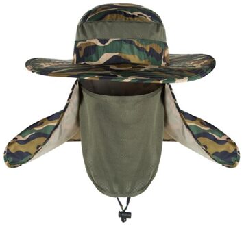 Vissen Wandelen Brede Rand Hoed Outdoor Sport Uv Zon Bescherming Hals Gezicht Flap Cap -GN