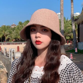 Visser Hoed Vrouwelijke Bedelaar Emmer Hoed Koreaanse Stijl Stro Lente En Zomer Zonnescherm Anti-Alle-Match Kleine Top hoed Tij khaki