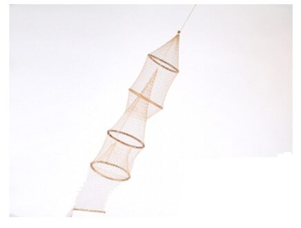 Vissers fuik met 4 ringen - Naturel - 60 x 14 cm - visnetten - decoratie Multi