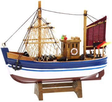 Vissersboot schaalmodel - Hout - 20 x 5.5 x 17 cm - Maritieme boten decoraties voor binnen Multi