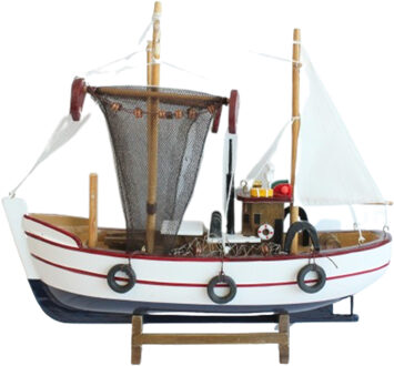 Vissersboot schaalmodel - Hout - 30 x 8 x 27 cm - Maritieme boten decoraties voor binnen - Beeldjes Multikleur