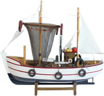 Vissersboot schaalmodel - Hout - 30 x 8 x 27 cm - Maritieme boten decoraties voor binnen