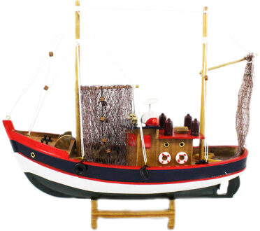 Vissersboot schaalmodel - Hout - 32 cm - Maritieme boten decoraties voor binnen Multi