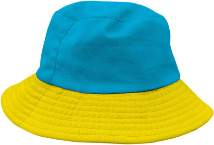 Vissershoed Colorblock Blauw/Geel Multikleur - Print