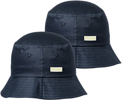 Vissershoedje/zonnehoed - 2x - marine blauw - katoen - zonnebescherming voor volwassenen