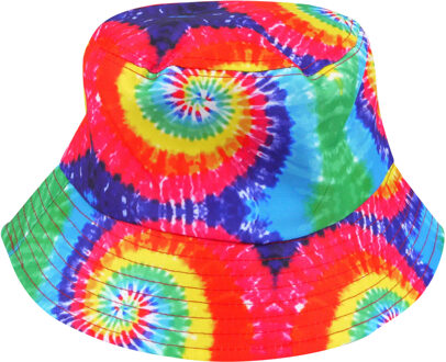 Vissershoedje/zonnehoed - Tie Dye regenboog - katoen - zonnebescherming voor volwassenen - PRIDE