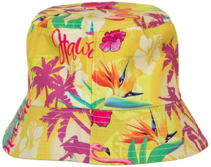 Vissershoedje / zonnehoedje Hawaii thema - voor volwassenen - geel - Tropisch