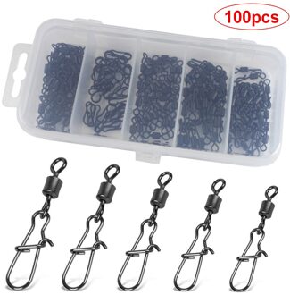 Vistuig Set Connector 50/100Pcs Vissen Wartels Interlock Pin Snap Rolling Swivel Vishaak Lokken Vissen Haak Accessoires 100stk A