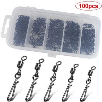 Vistuig Set Connector 50/100Pcs Vissen Wartels Interlock Pin Snap Rolling Swivel Vishaak Lokken Vissen Haak Accessoires 100stk B