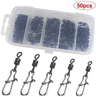 Vistuig Set Connector 50/100Pcs Vissen Wartels Interlock Pin Snap Rolling Swivel Vishaak Lokken Vissen Haak Accessoires 50stk A