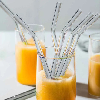 Visual Touch 4Pcs/Set Glass Straw With Brush Reusable Glass Drinking Straws Eco Friendly For Smoothies Cocktails Milk Tea Beer