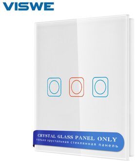 Viswe F Serie Leeg Paneel 82*82Mm Wit Alleen Crystal Gehard Glas Touch Schakelaar Panel Module wit 3Gang panel
