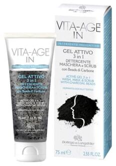 Vita-Age In Active Gel 3 In 1 Wash Mask & Scrub With Charcoal Beads 75ml