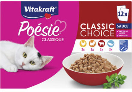 Vitakraft 12x 85g Vitakraft Poésie Classic Sauce Gemengd Pakket Kattenvoer Nat
