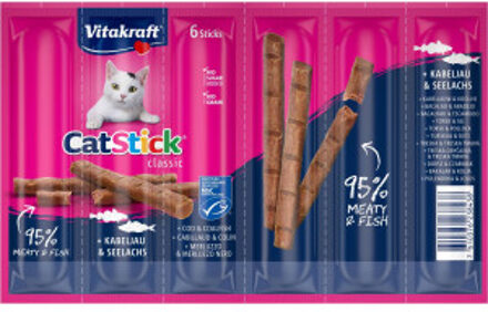 Vitakraft Catstick Classic met kabeljauw & koolvis kattensnoep 2 x 6 sticks