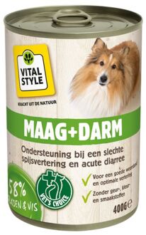 VITALstyle natvoer voor de volwassene hond 400gr voor maag en darm 6 stuks