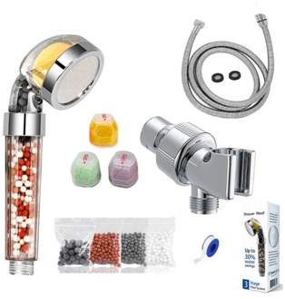 Vitamin C Filter Shower Head With Hose Filtered Hard Water Softener Chlorine Flouride Filter Helps Dry Skin & Hair Loss