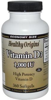 Vitamine D3 1000 IU (360 gelcapsules) - Healthy Origins