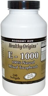 Vitamine E-1000, 100% Natuurlijke Gemengde Tocoferolen (240 Softgels) - Healthy Origins