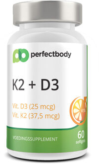 Vitamine K2 + D3 - 60 Softgels - PerfectBody.nl