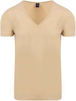 Vitaru T-Shirt Diepe V-Hals Beige 2-Pack