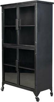 Vitrinekast 'Bony' Op wieltjes, 133 x 76cm - 133 x 76 cm