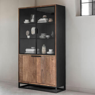 Vitrinekast 'Cosmo' Teakhout, 215 x 120cm Naturel - 120 x 215 cm
