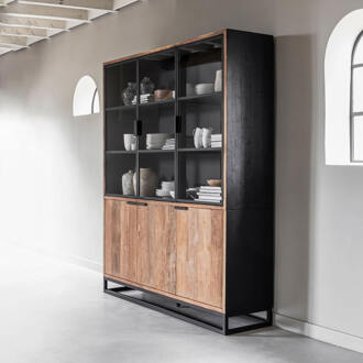 Vitrinekast 'Cosmo' Teakhout, 215 x 180cm Naturel - 180 x 215 cm