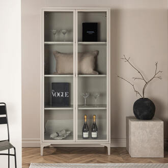 Vitrinekast 'Danyella' 190 x 90cm, kleur Beige