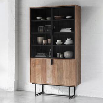 Vitrinekast 'Odeon' Teakhout, 220 x 120cm Bruin - 120 cm