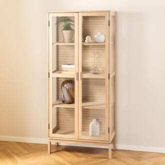 Vitrinekast 'Sharalyn' Eiken, 180 x 80cm Wit