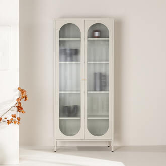 Vitrinekast 'Tilla' 180 x 80cm, kleur Beige