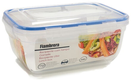 Vivalto 1x Kunststof bewaarbakje/vershoudbakje rechthoekig met deksel 2300 ml