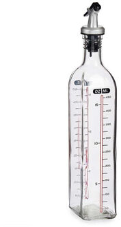 Vivalto Azijn/Olie fles met inhoud meter in ml - glas - met schenktuit - olijfolieflessen - 500 ml